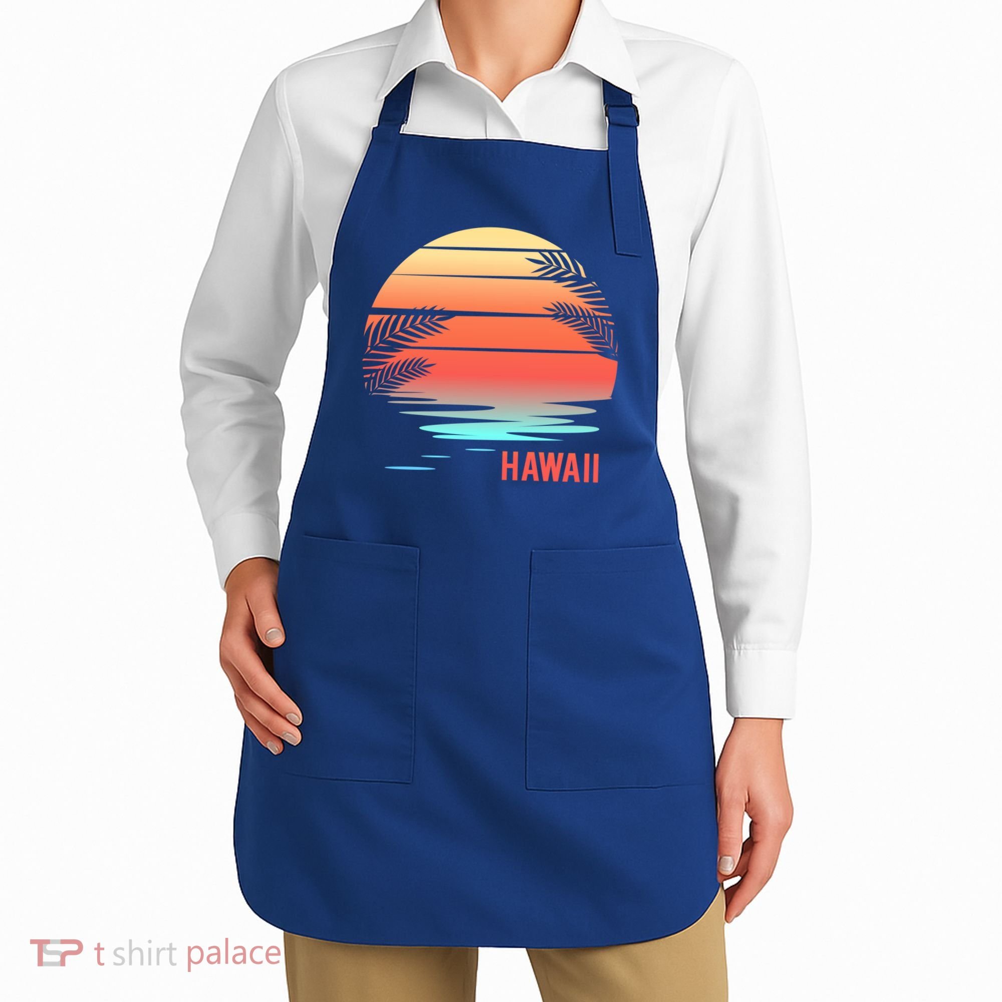 Hawaii Family Vacation Sunset Illustration Gift Apron