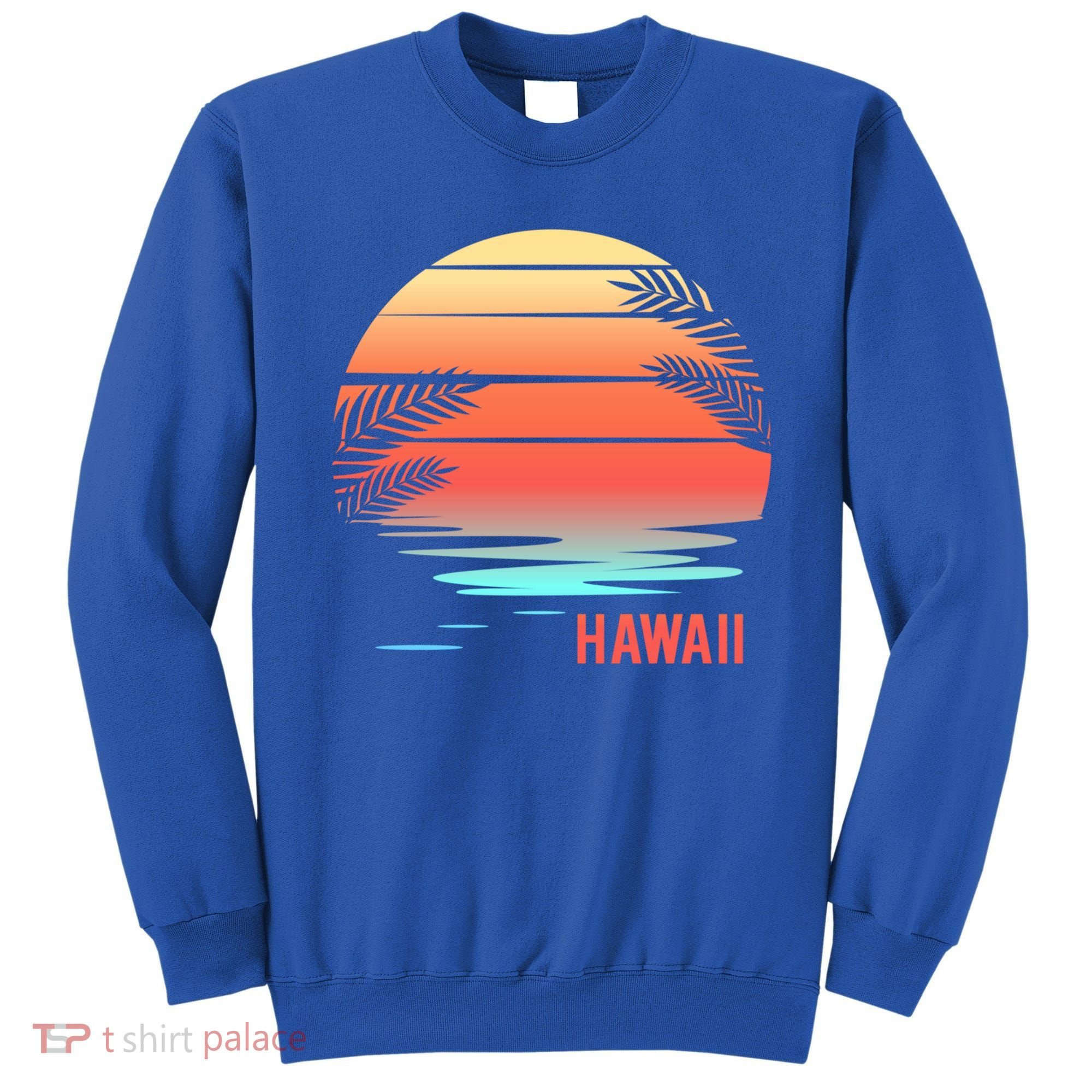 Hawaii Family Vacation Sunset Illustration Gift Sweatshirt
