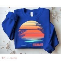 Hawaii Family Vacation Sunset Illustration Gift Sweatshirt thumb 2