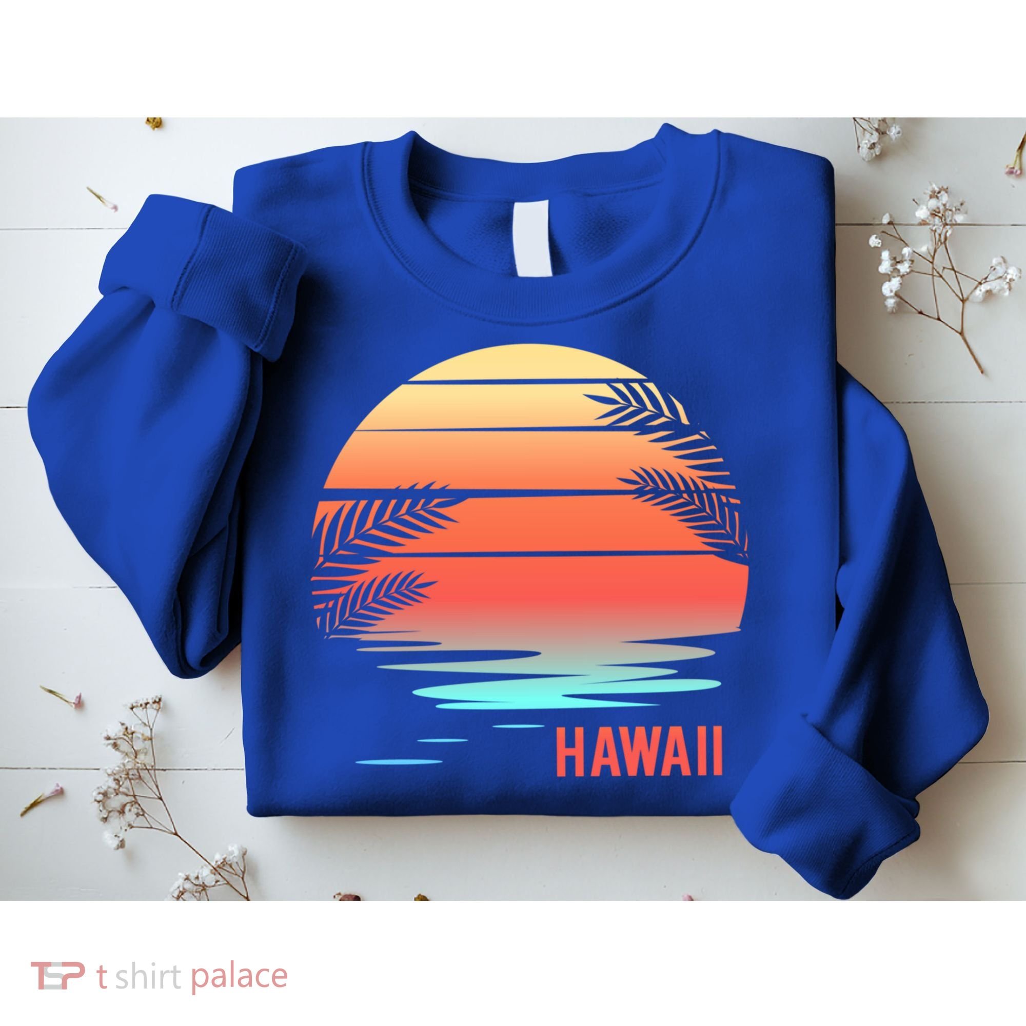 Hawaii Family Vacation Sunset Illustration Gift Sweatshirt