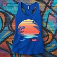 Hawaii Family Vacation Sunset Illustration Gift Women's Tank Top thumb 3