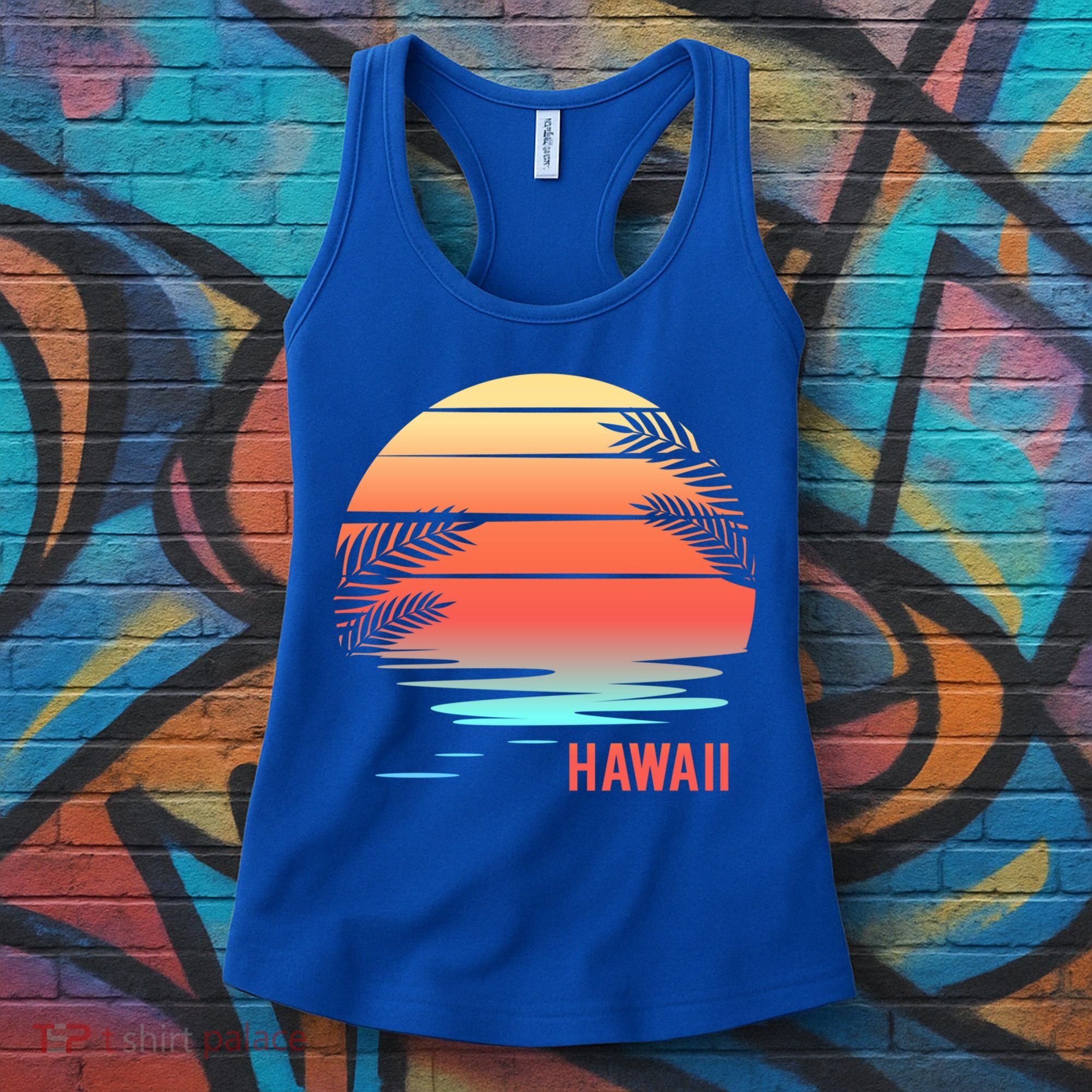 Hawaii Family Vacation Sunset Illustration Gift Women's Tank Top