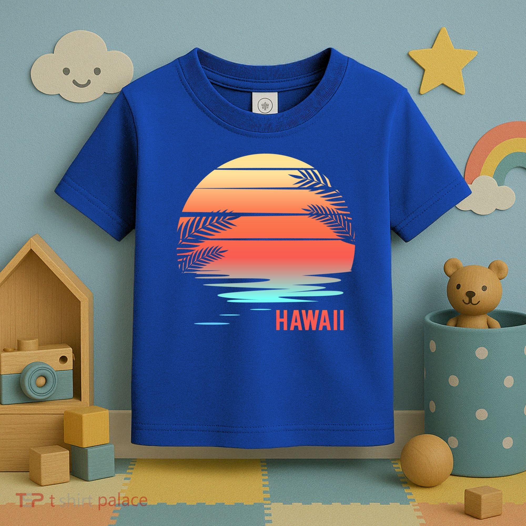 Hawaii Family Vacation Sunset Illustration Gift Toddler T-Shirt