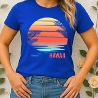 Hawaii Family Vacation Sunset Illustration Gift Women's T-Shirt thumb 2