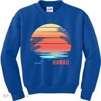 Hawaii Family Vacation Sunset Illustration Gift Kids Sweatshirt thumb 0