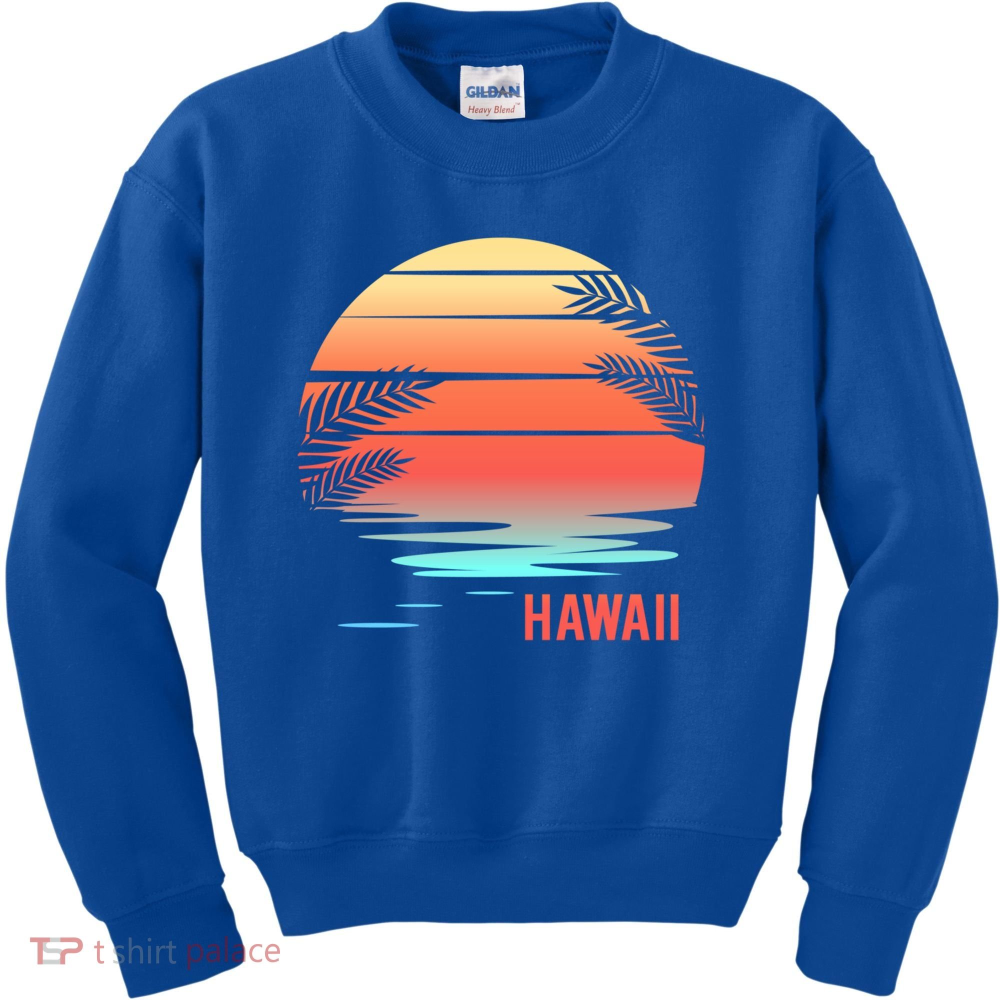 Hawaii Family Vacation Sunset Illustration Gift Kids Sweatshirt
