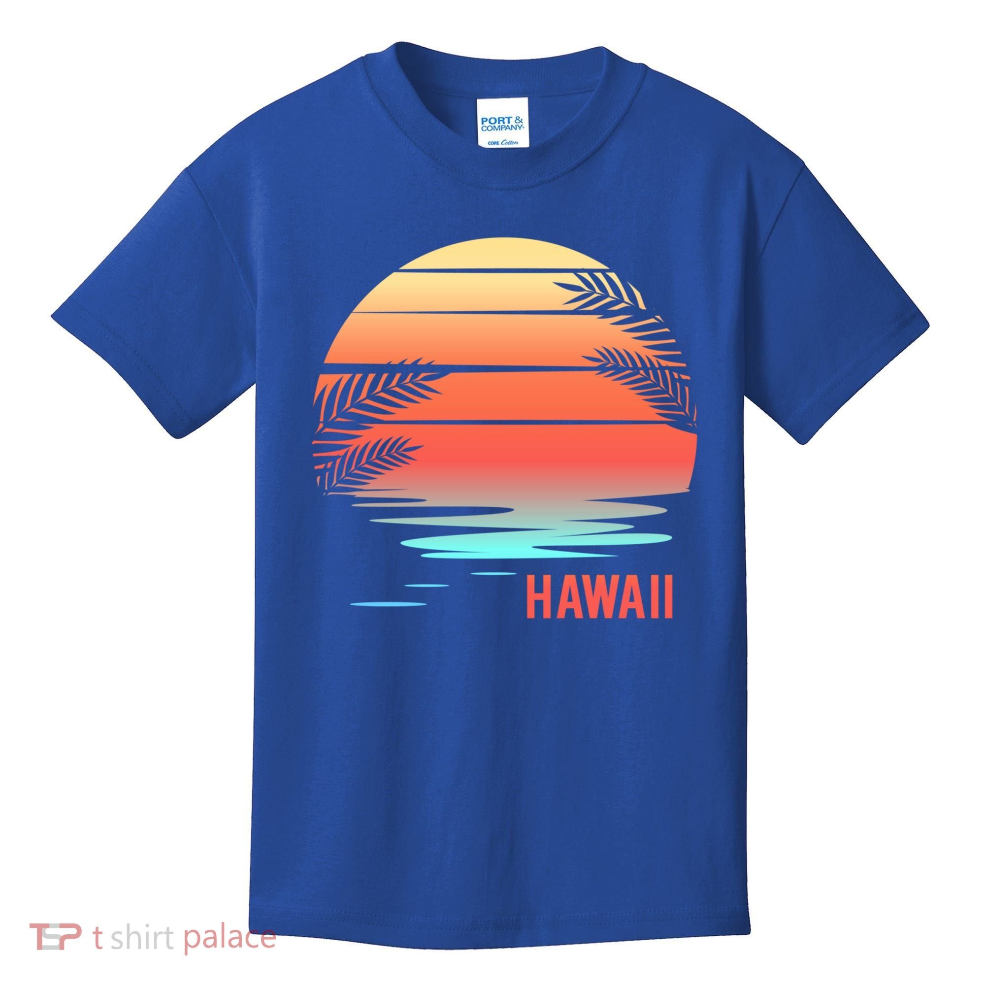 Hawaii Family Vacation Sunset Illustration Gift Kids T-Shirt