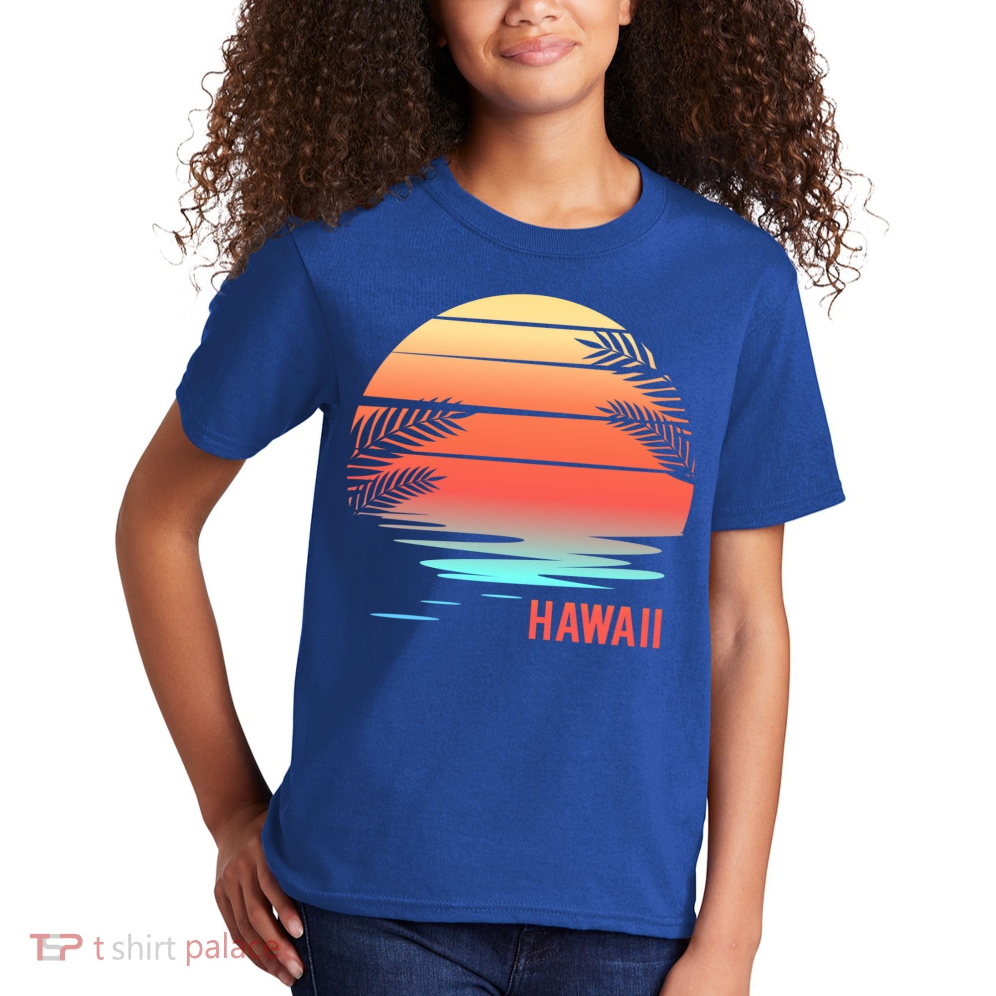 Hawaii Family Vacation Sunset Illustration Gift Kids T-Shirt