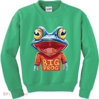 Happy Frog With Big Eyes Kids Sweatshirt thumb 0