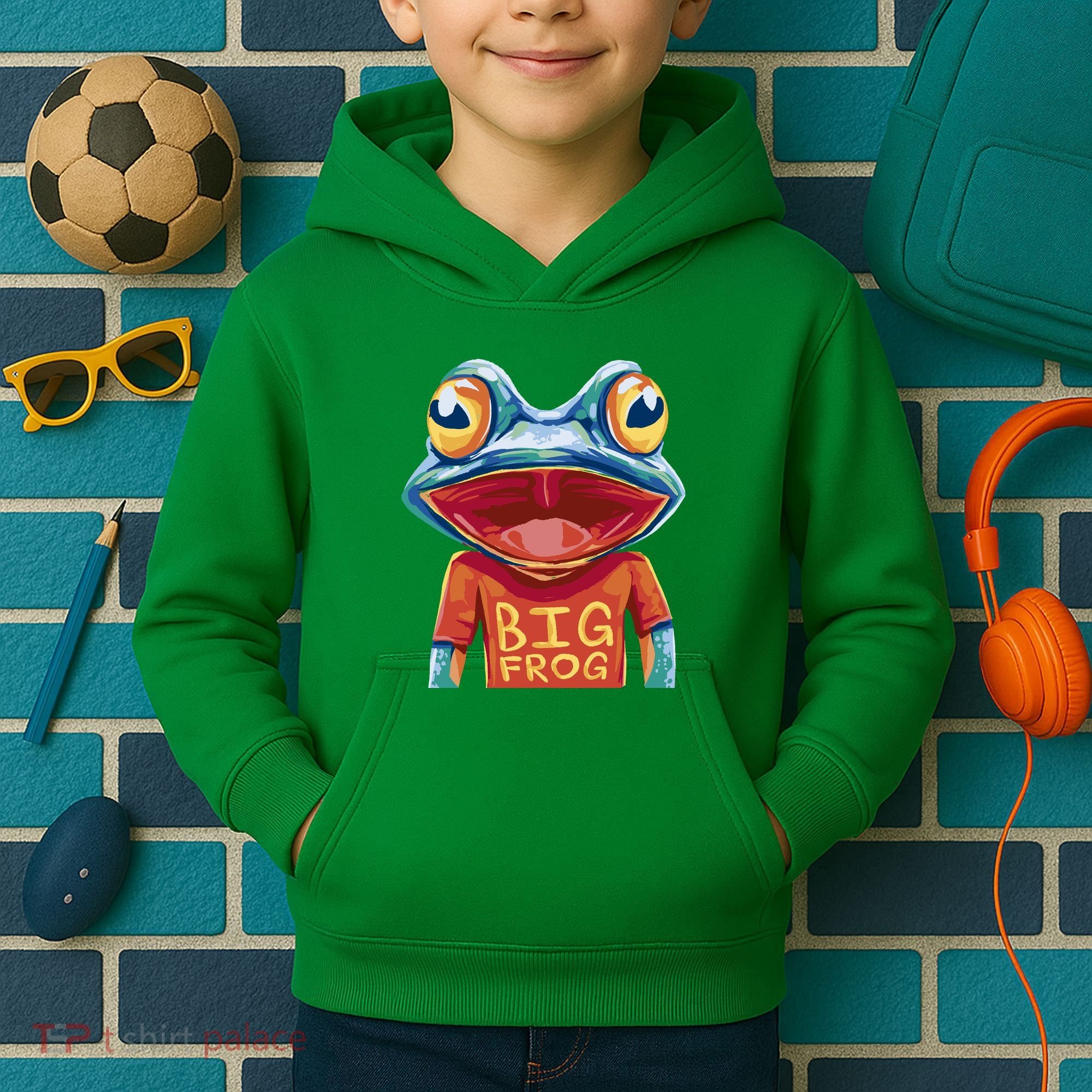 Happy Frog With Big Eyes Kids Hoodie
