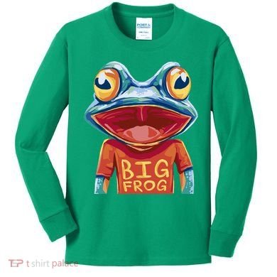 Happy Frog With Big Eyes Kids Long Sleeve Shirt