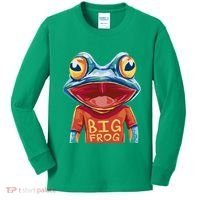 Happy Frog With Big Eyes Kids Long Sleeve Shirt thumb 0