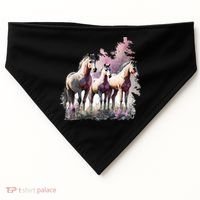 Horses Flowers Wild Mane Boho Western Southern Cow USA-Made Doggie Bandana thumb 0