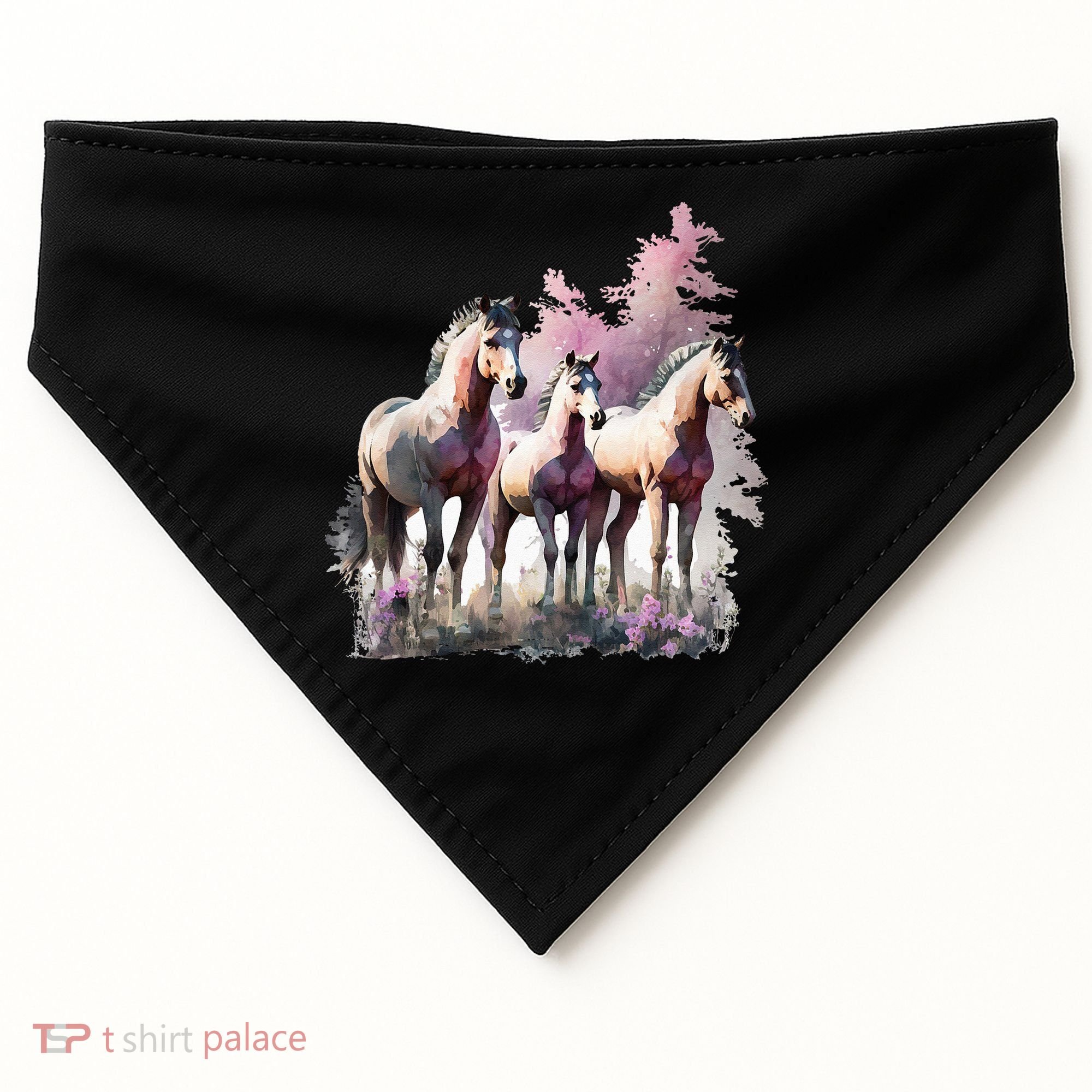 Horses Flowers Wild Mane Boho Western Southern Cow USA-Made Doggie Bandana