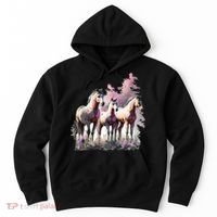 Horses Flowers Wild Mane Boho Western Southern Cow Hoodie thumb 0