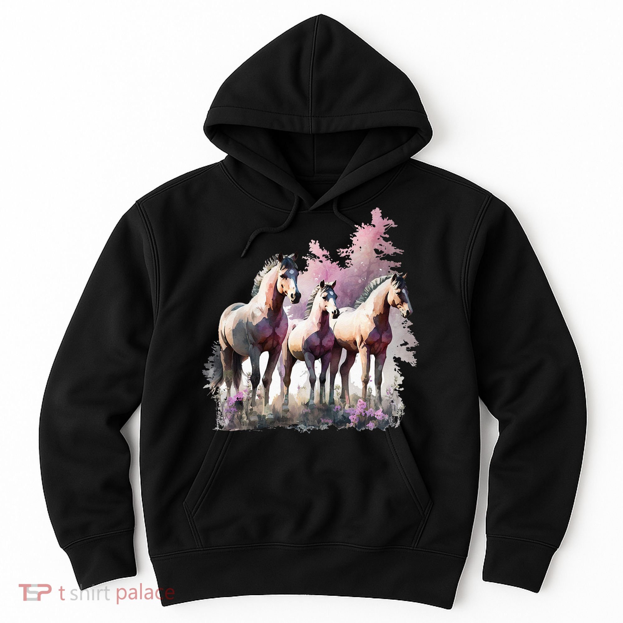 Horses Flowers Wild Mane Boho Western Southern Cow Hoodie