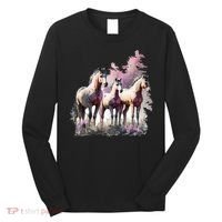 Horses Flowers Wild Mane Boho Western Southern Cow Long Sleeve Shirt thumb 0