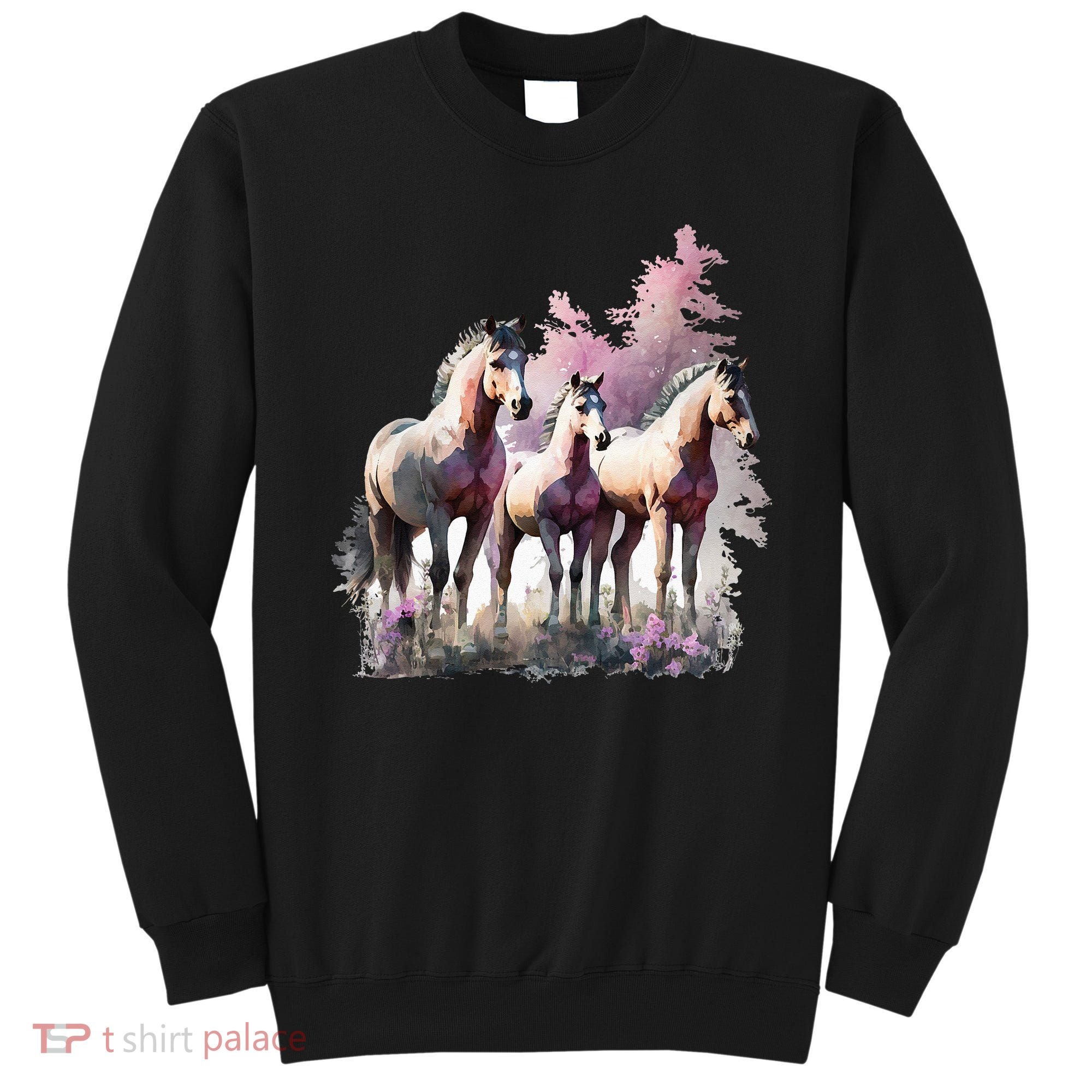 Horses Flowers Wild Mane Boho Western Southern Cow Sweatshirt