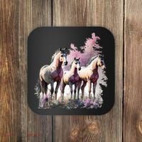 Horses Flowers Wild Mane Boho Western Southern Cow Coaster thumb 0