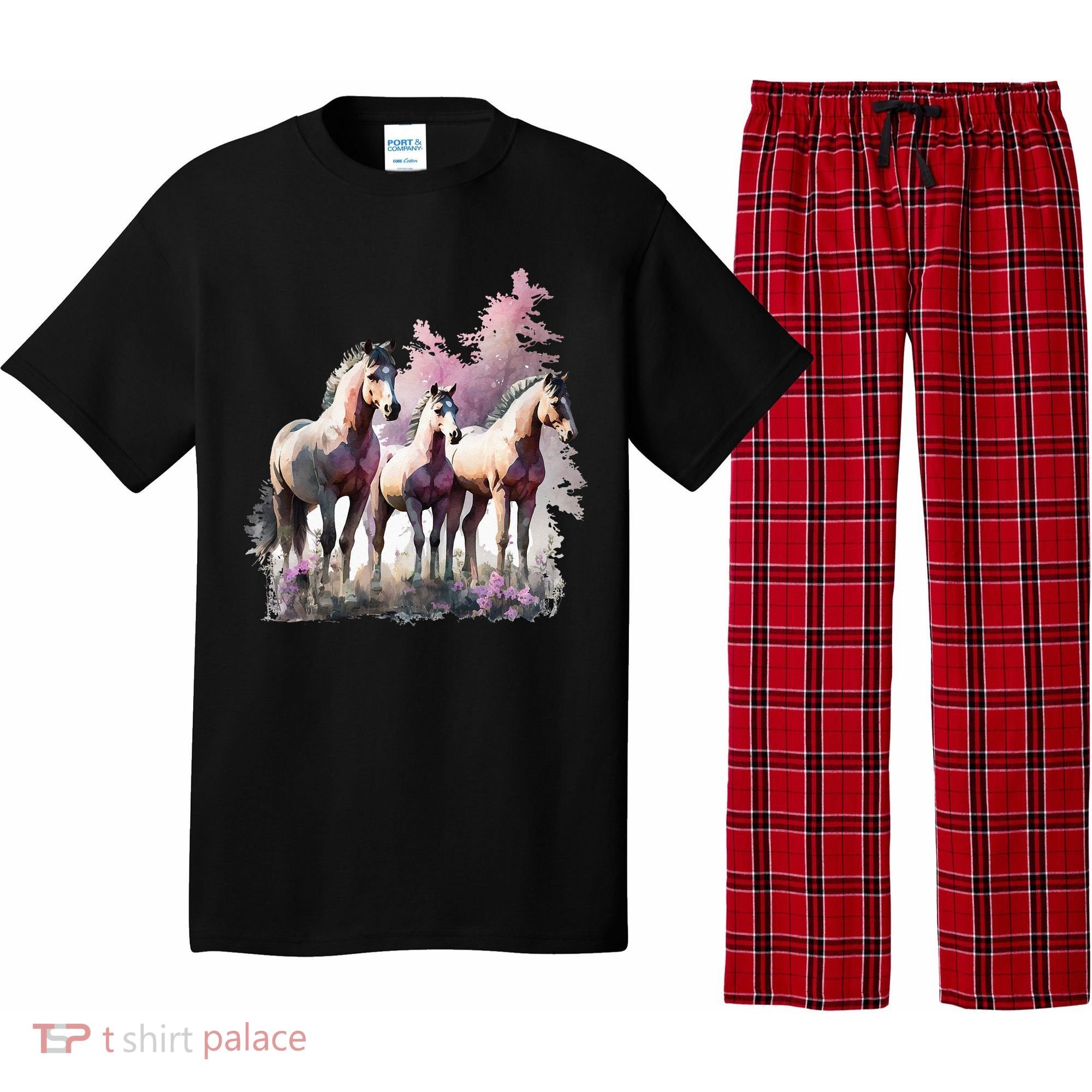 Horses Flowers Wild Mane Boho Western Southern Cow Pajama Set