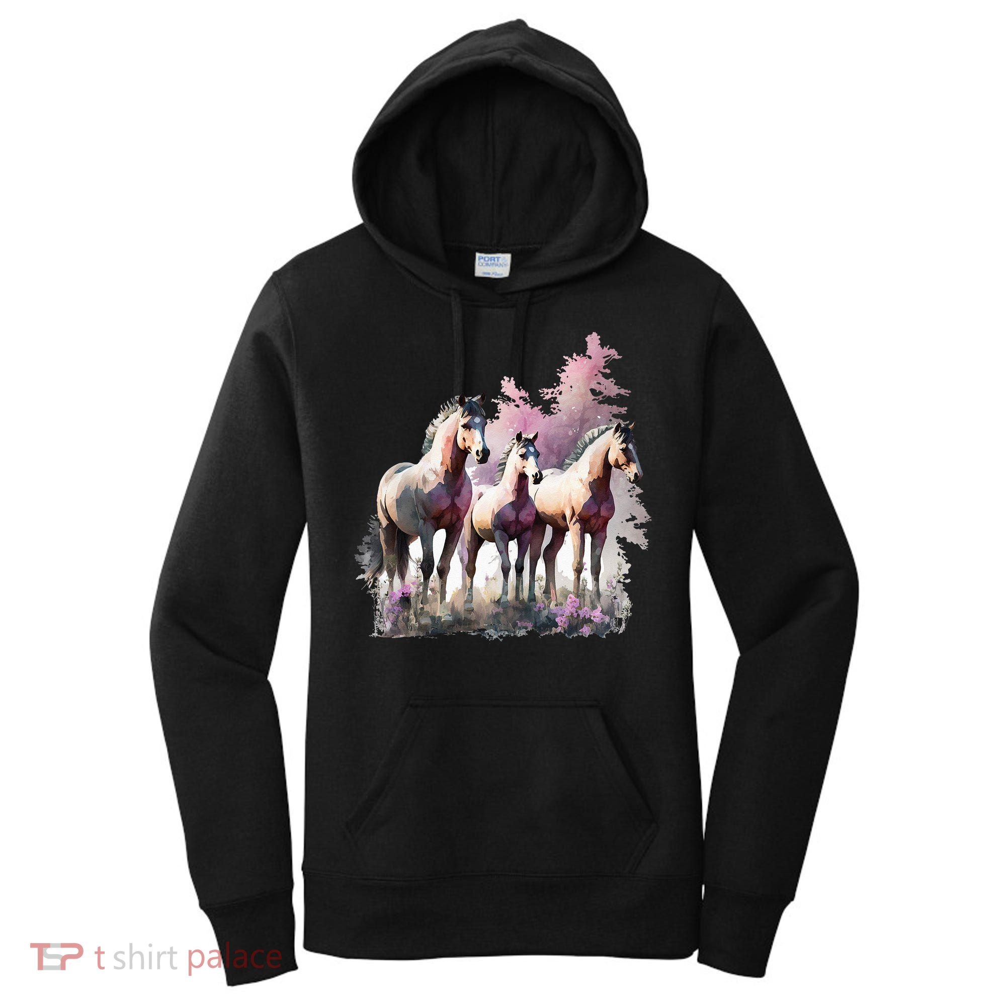 Horses Flowers Wild Mane Boho Western Southern Cow Women's Hoodie