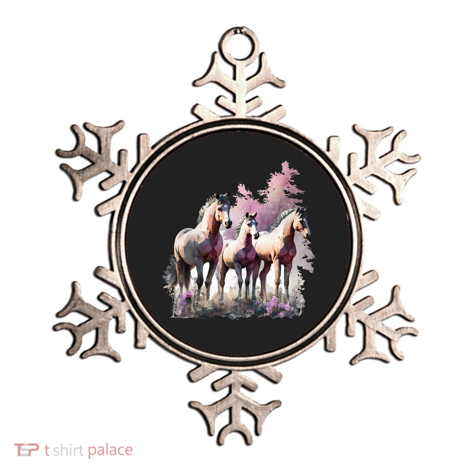 Horses Flowers Wild Mane Boho Western Southern Cow Ornament