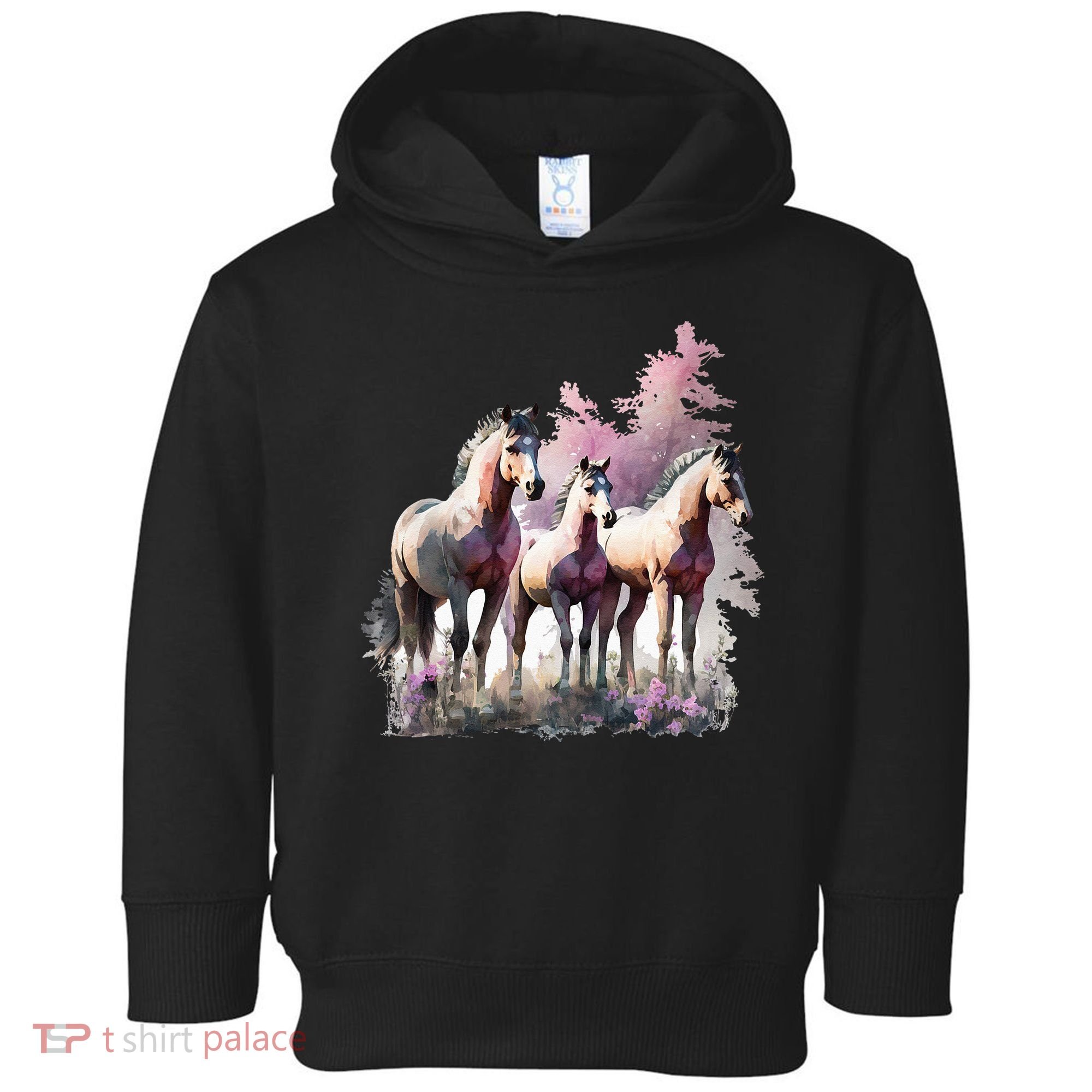 Horses Flowers Wild Mane Boho Western Southern Cow Toddler Hoodie