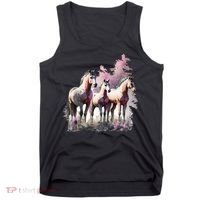 Horses Flowers Wild Mane Boho Western Southern Cow Tank Top thumb 0