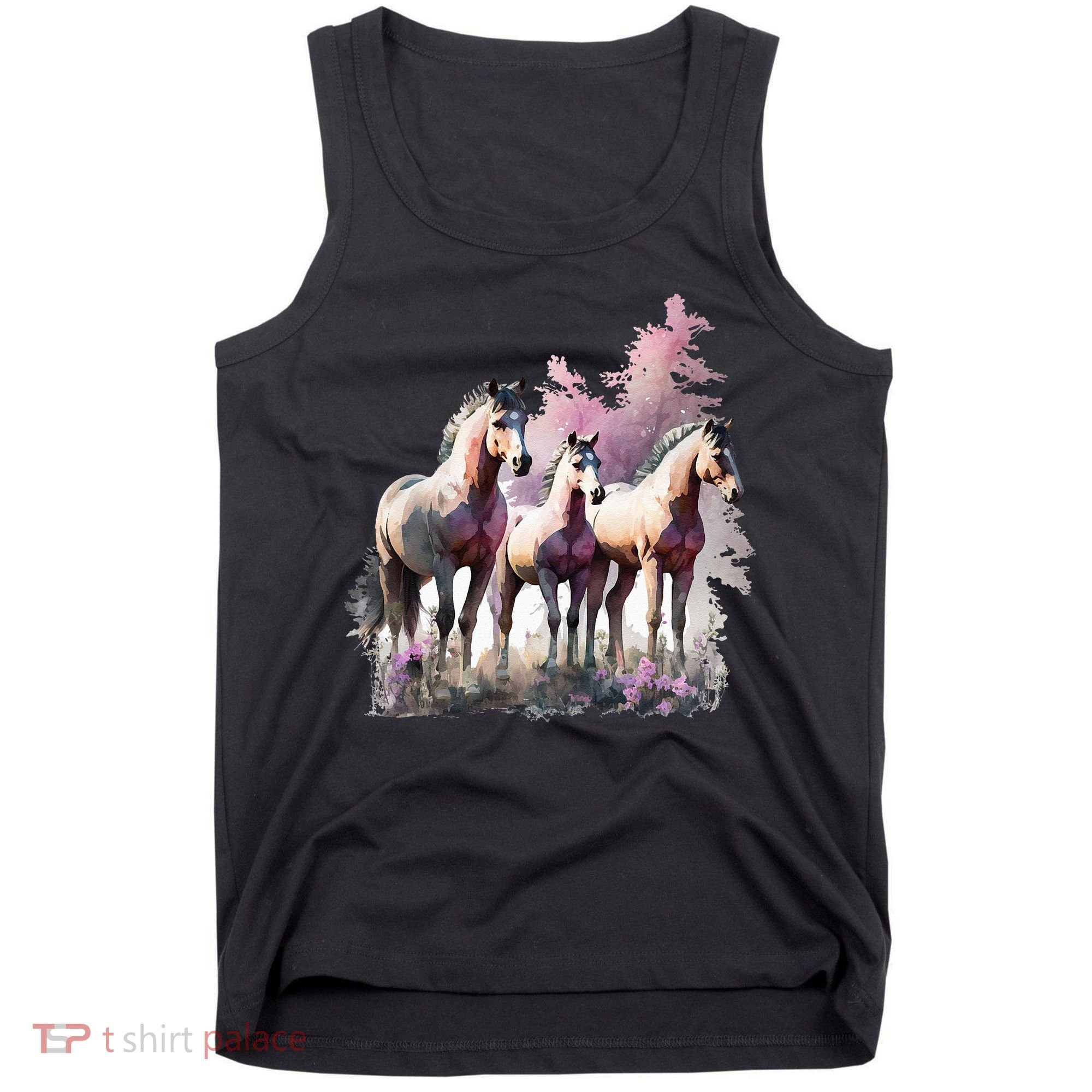 Horses Flowers Wild Mane Boho Western Southern Cow Tank Top