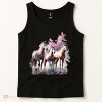 Horses Flowers Wild Mane Boho Western Southern Cow Tank Top thumb 2