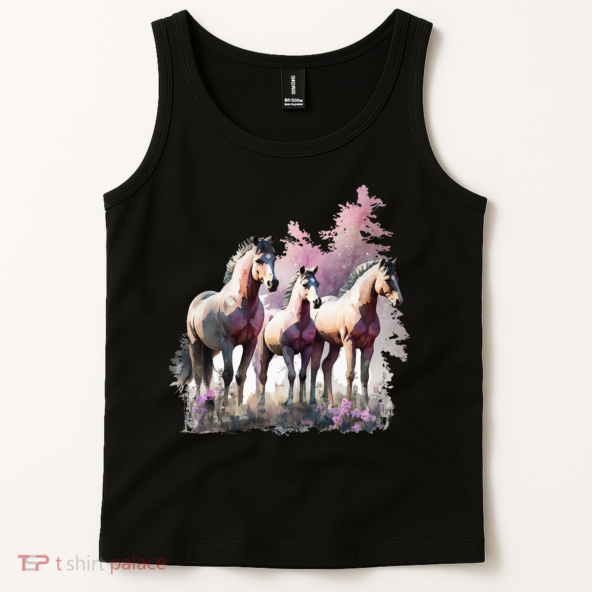 Horses Flowers Wild Mane Boho Western Southern Cow Tank Top
