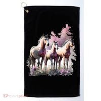 Horses Flowers Wild Mane Boho Western Southern Cow Golf Towel thumb 0