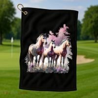 Horses Flowers Wild Mane Boho Western Southern Cow Golf Towel thumb 1
