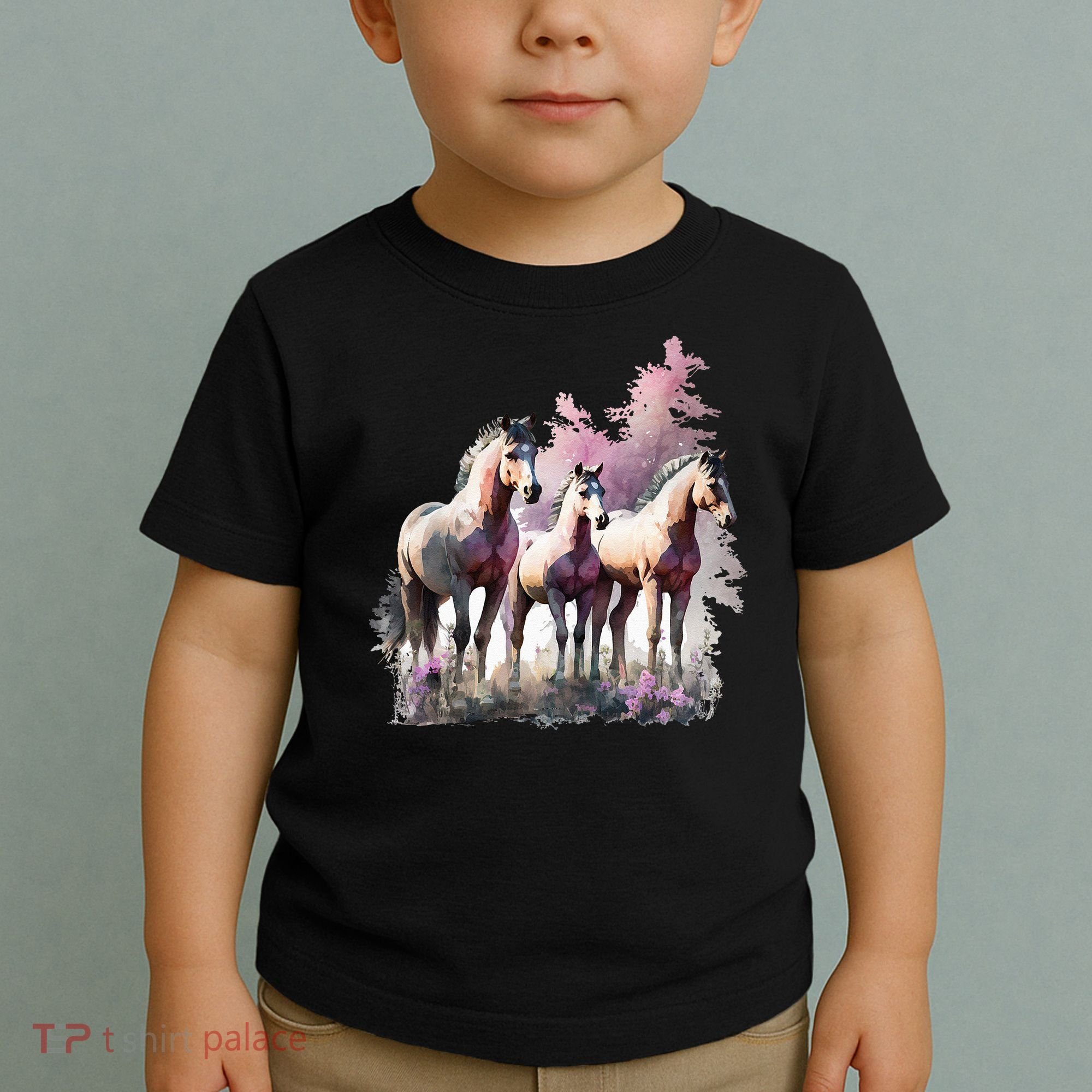 Horses Flowers Wild Mane Boho Western Southern Cow Toddler T-Shirt