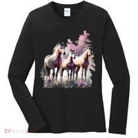 Horses Flowers Wild Mane Boho Western Southern Cow Women's Long Sleeve Shirt thumb 0