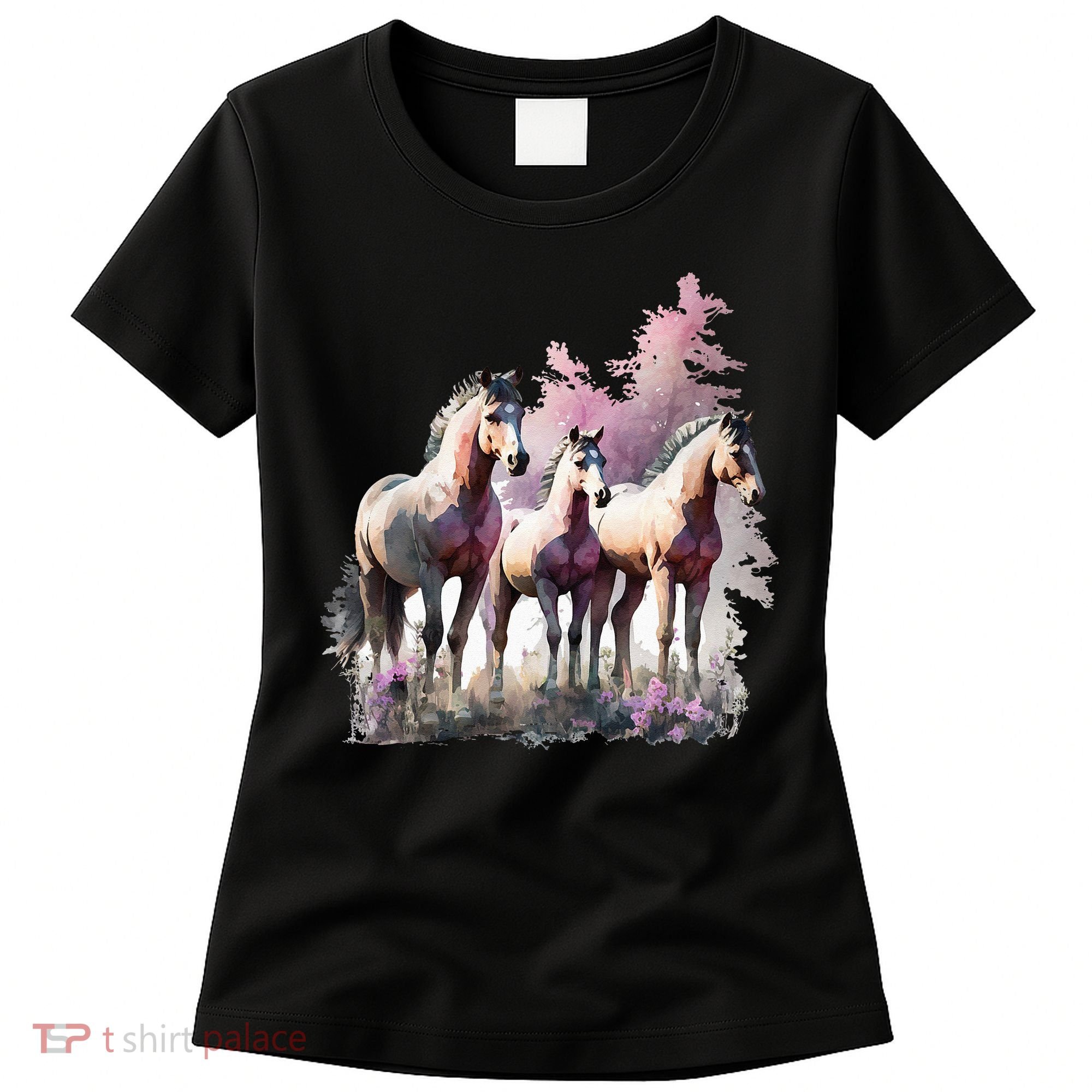 Horses Flowers Wild Mane Boho Western Southern Cow Women's T-Shirt