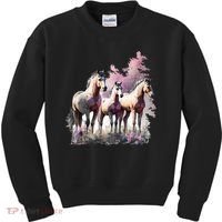 Horses Flowers Wild Mane Boho Western Southern Cow Kids Sweatshirt thumb 0