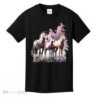 Horses Flowers Wild Mane Boho Western Southern Cow Kids T-Shirt thumb 0