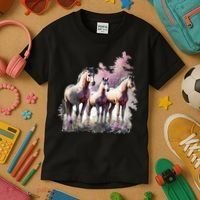 Horses Flowers Wild Mane Boho Western Southern Cow Kids T-Shirt thumb 3
