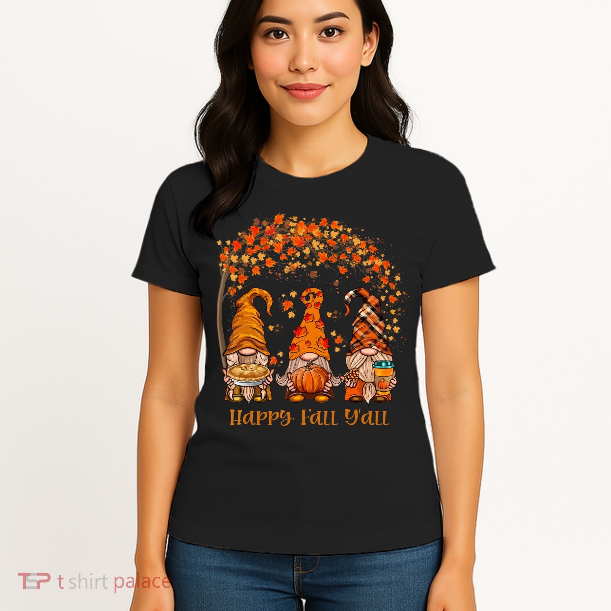 Happy Fall Y'all Gnome Autumn Gnomes Pumpkin Spice Season Women's T-Shirt