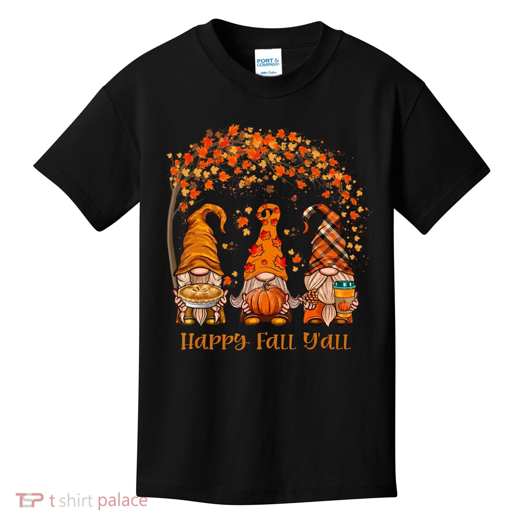 Happy Fall Y'all Gnome Autumn Gnomes Pumpkin Spice Season Kids T-Shirt