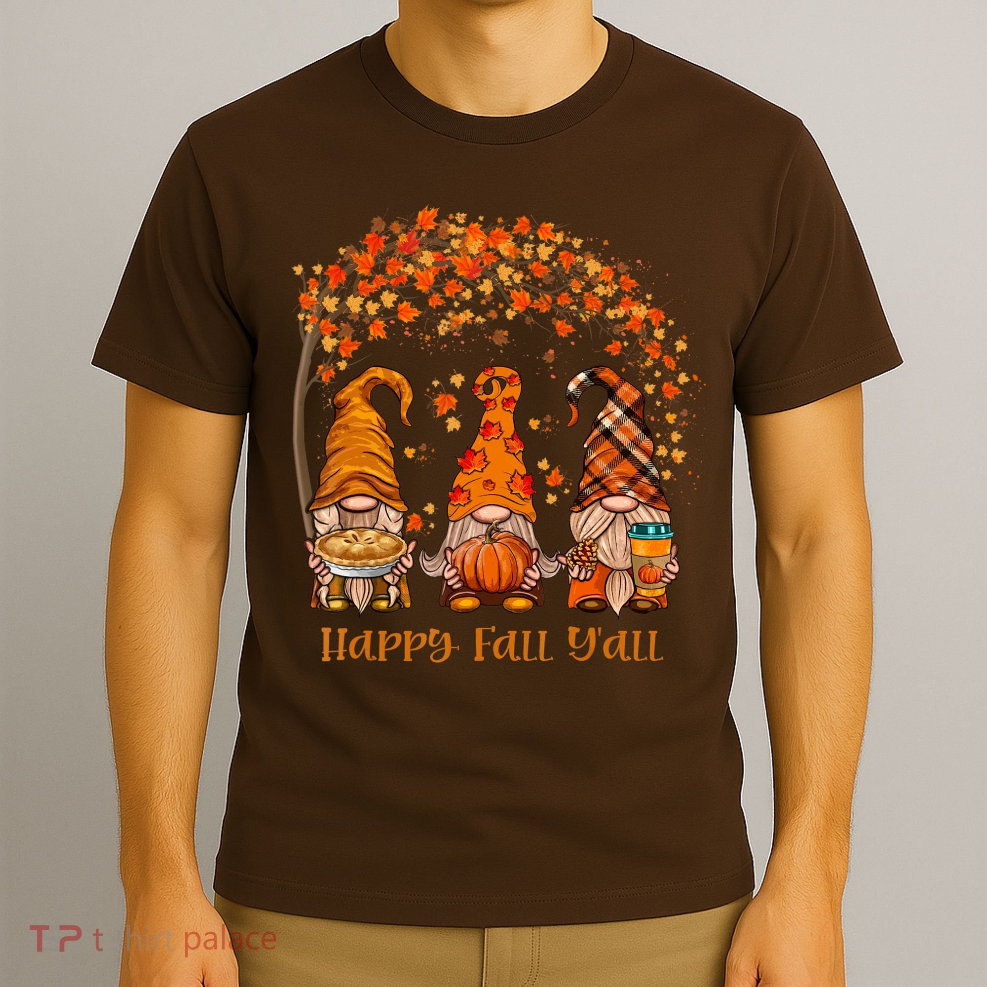 Happy Fall Y'all Gnome Autumn Gnomes Pumpkin Spice Season T-Shirt