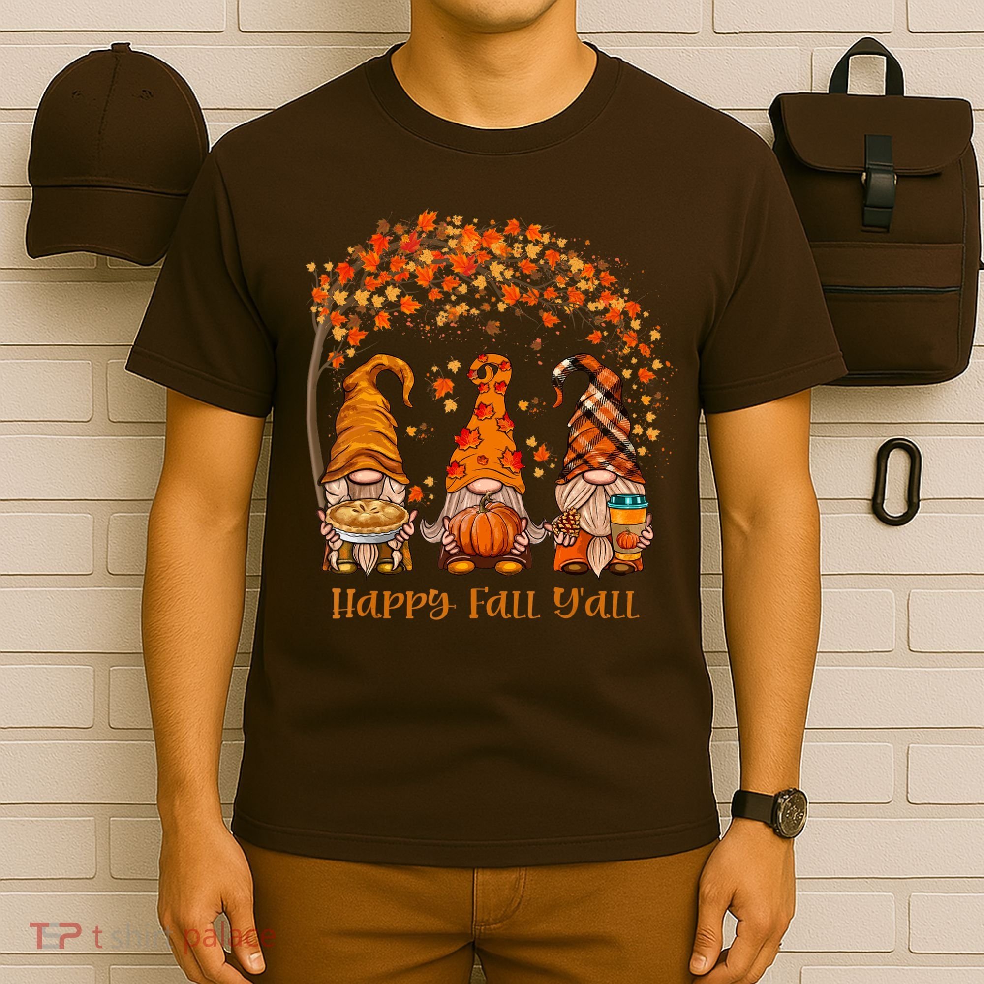 Happy Fall Y'all Gnome Autumn Gnomes Pumpkin Spice Season T-Shirt