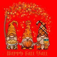 Happy Fall Y'all Gnome Autumn Gnomes Pumpkin Spice Season Santa Hat thumb 1