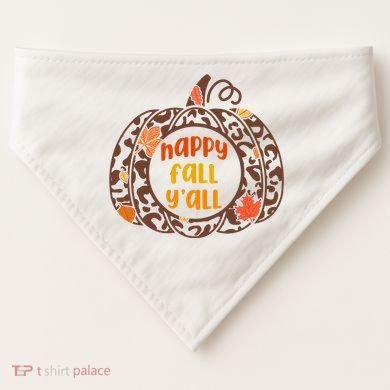 Happy Fall Yall Festive Pumpkin USA-Made Doggie Bandana