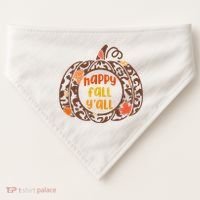 Happy Fall Yall Festive Pumpkin USA-Made Doggie Bandana thumb 0