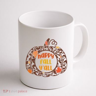 Happy Fall Yall Festive Pumpkin Coffee Mug back