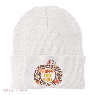 Happy Fall Yall Festive Pumpkin Beanie