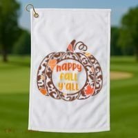 Happy Fall Yall Festive Pumpkin Golf Towel thumb 1