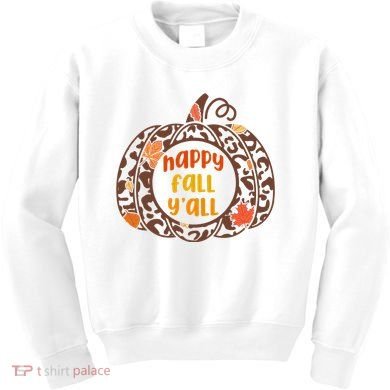 Happy Fall Yall Festive Pumpkin Kids Sweatshirt